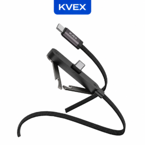 AXIS 240W C to C Bottle Opener Phone Stand Flat Braided Cable Black 1M