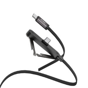 AXIS 240W C to C Bottle Opener Phone Stand Flat Braided Cable Black 1M