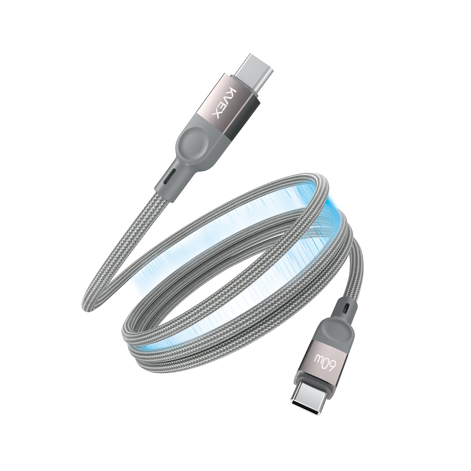 Thor Series 60W C to C Magnetic Braided Cable Grey 1M