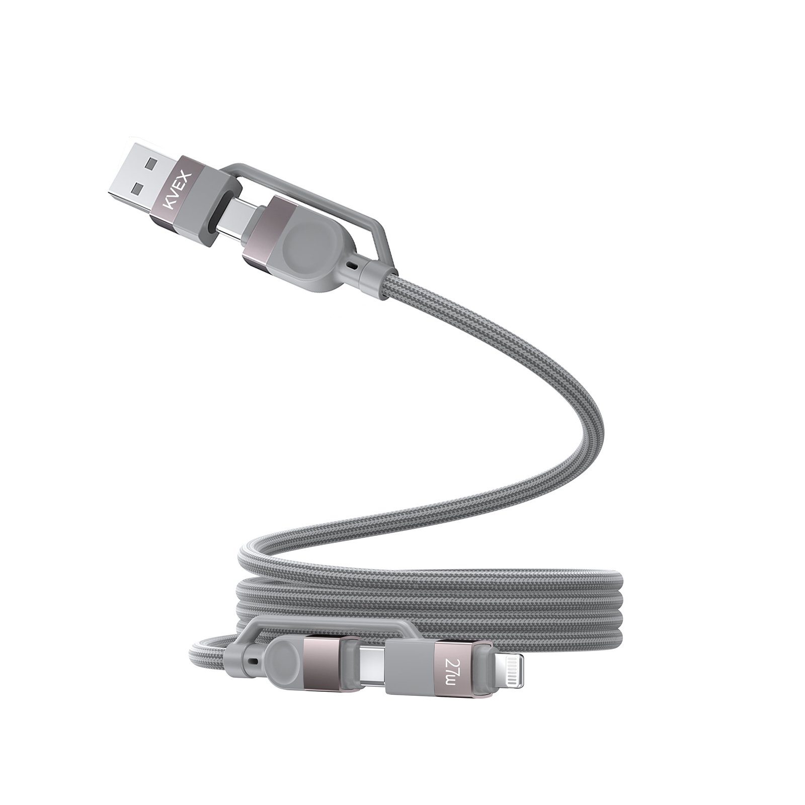 Thor Series 60W 4-in-1 Braided Cable Grey 1M