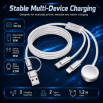 KVEX FUSION Series3-in-2 Braided Cable White 1.2M