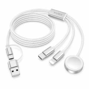 KVEX FUSION Series3-in-2 Braided Cable White 1.2M