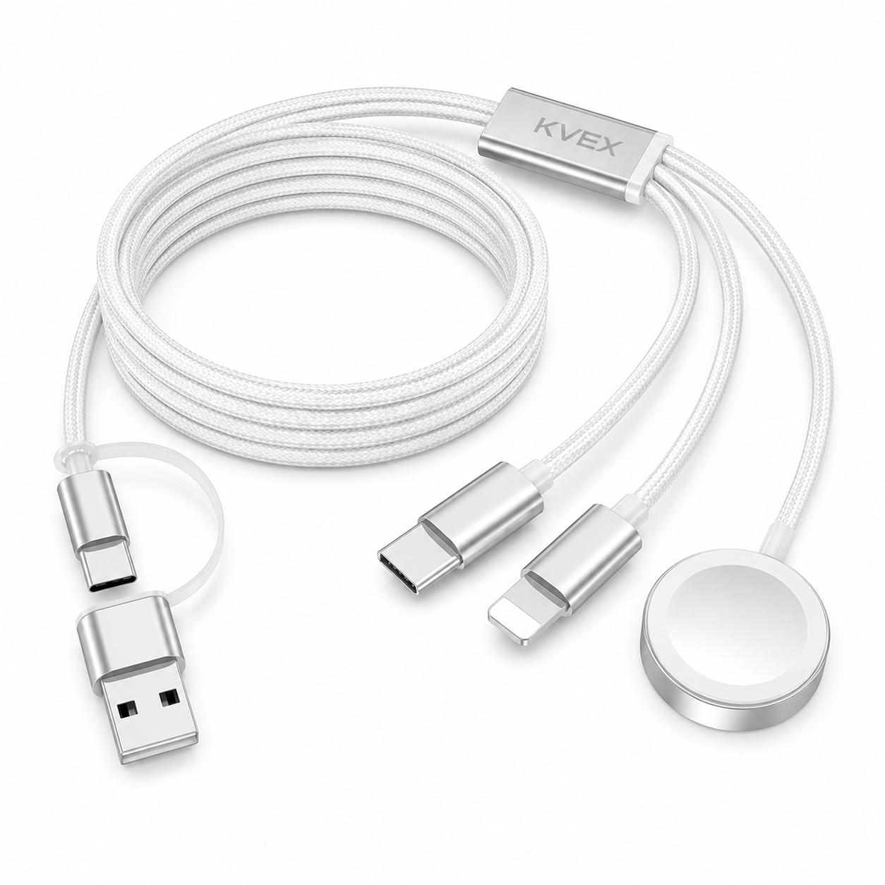 KVEX FUSION Series3-in-2 Braided Cable White 1.2M